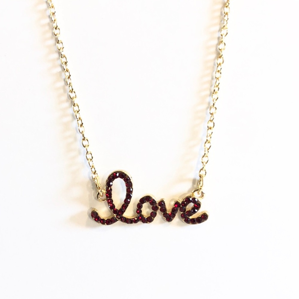 Love red/gold tone necklace